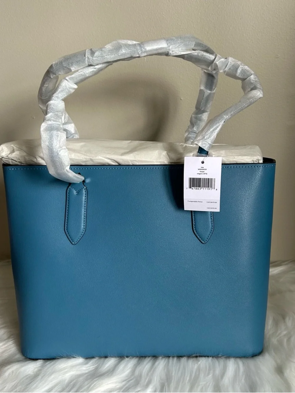 Kate Spade Harper Niagara Blue Pebbled Leather Tote‎ Bag NEW